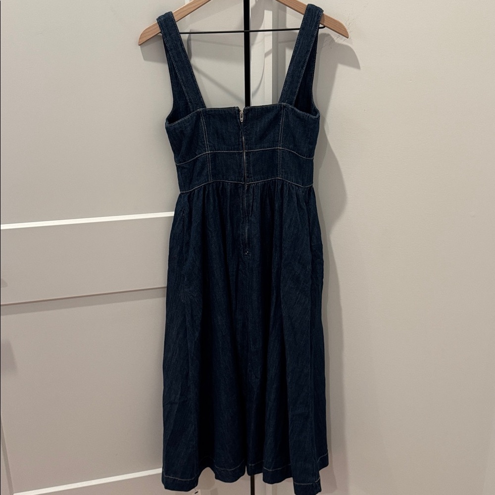 Anthropologie Reformation Tagliatelle Denim Midi Dress 4 NWT $218 - Picture 9 of 11